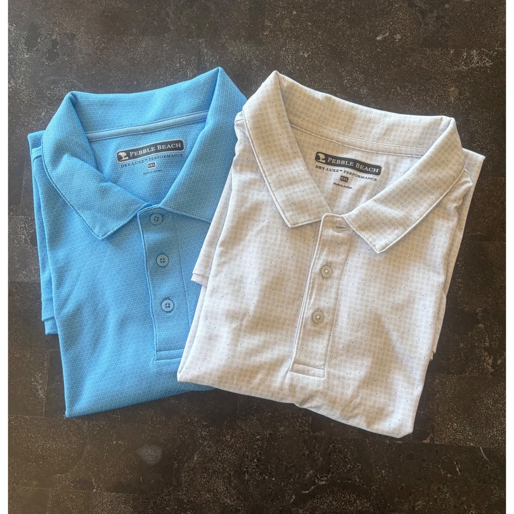 Pebble Beach Dry-Luxe Performance Golf Polo Shirt Bundle Blue Gray Mens XXL 2pk
